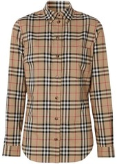 BURBERRY Check motif cotton shirt