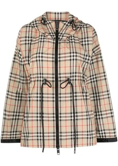 BURBERRY Check motif hooded jacket