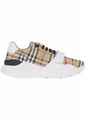 BURBERRY Check motif leather sneakers