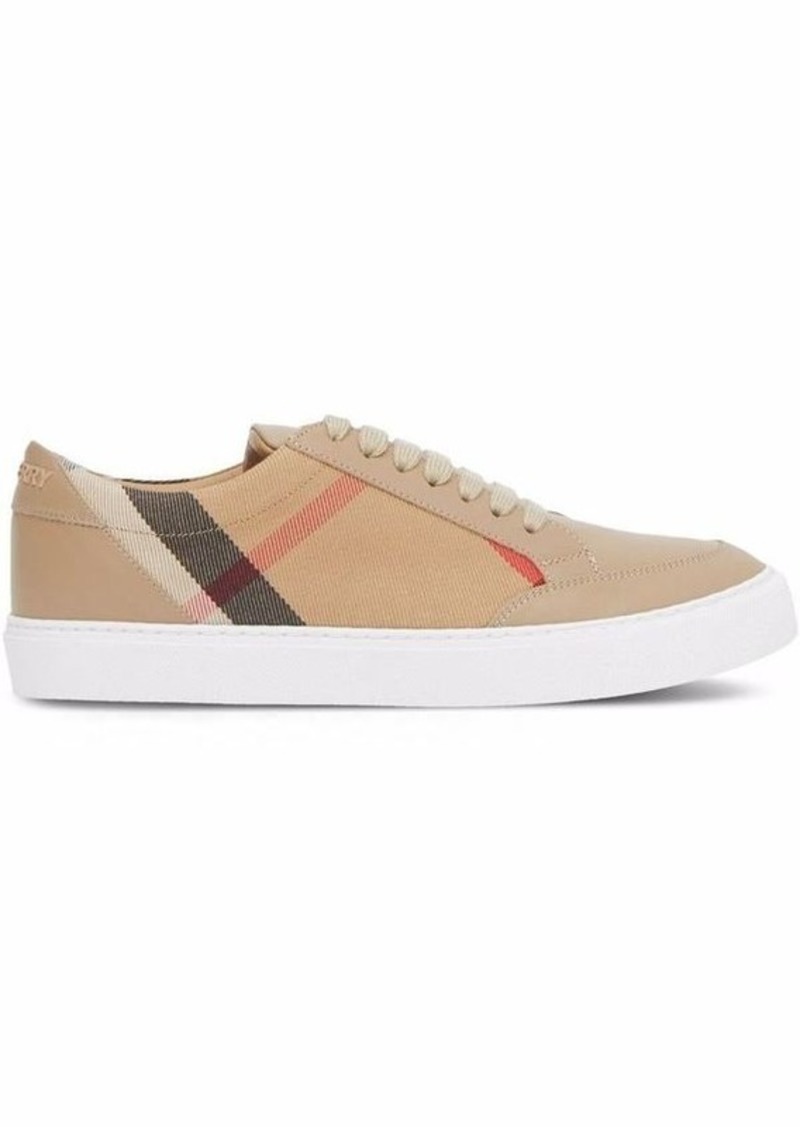 BURBERRY Check motif leather sneakers