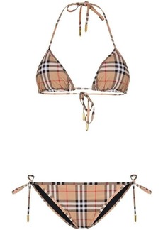 BURBERRY Check motif triangle bikini set