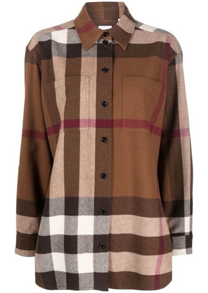 BURBERRY Check motif wool shirt