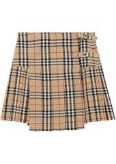 BURBERRY Check motif wool skirt