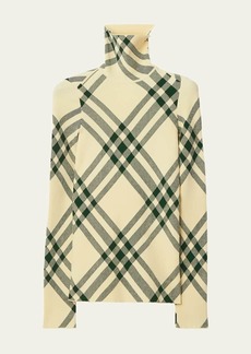 Burberry Check Ribbed Turtleneck Sweater
