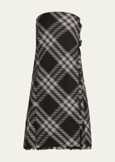 Burberry Check Strapless Buckled Wool Dress