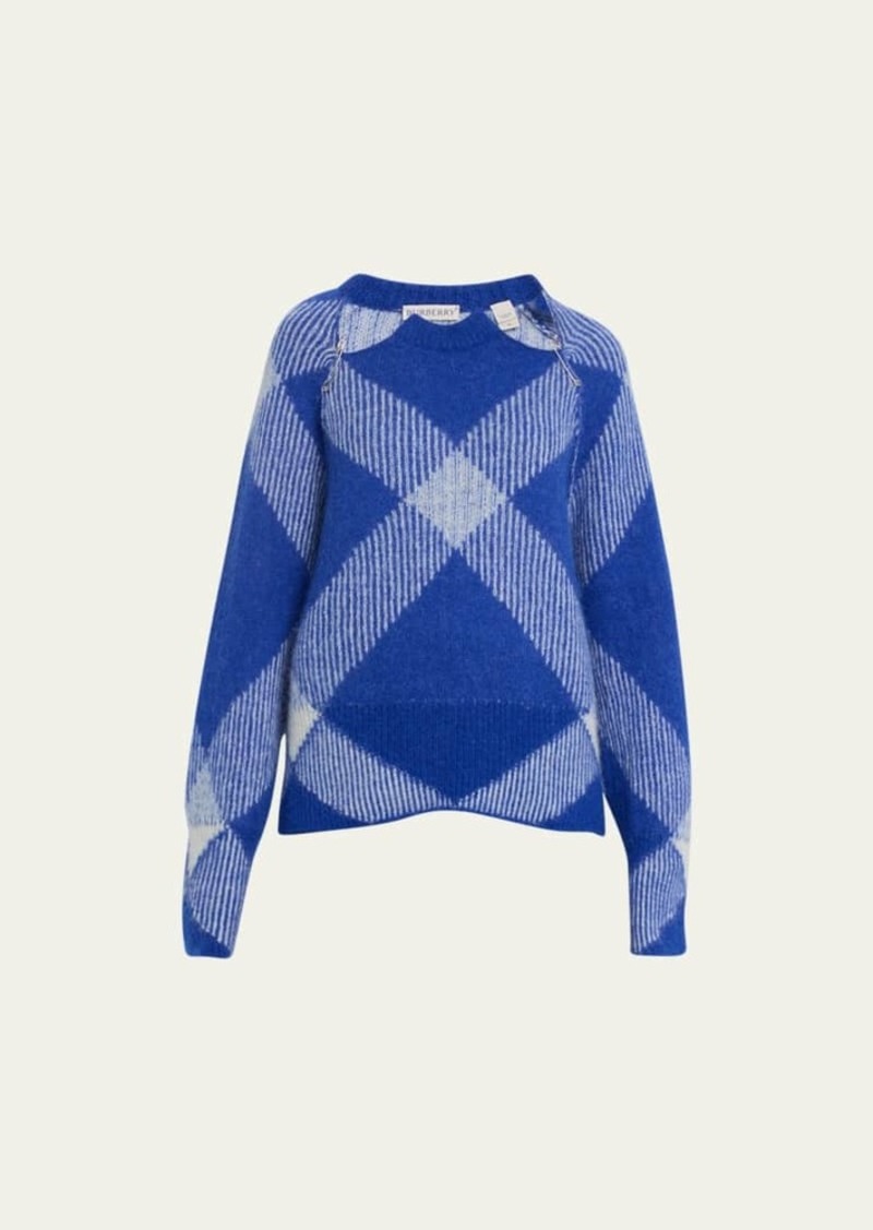 Burberry Check Wool Sweater with Safety Pins