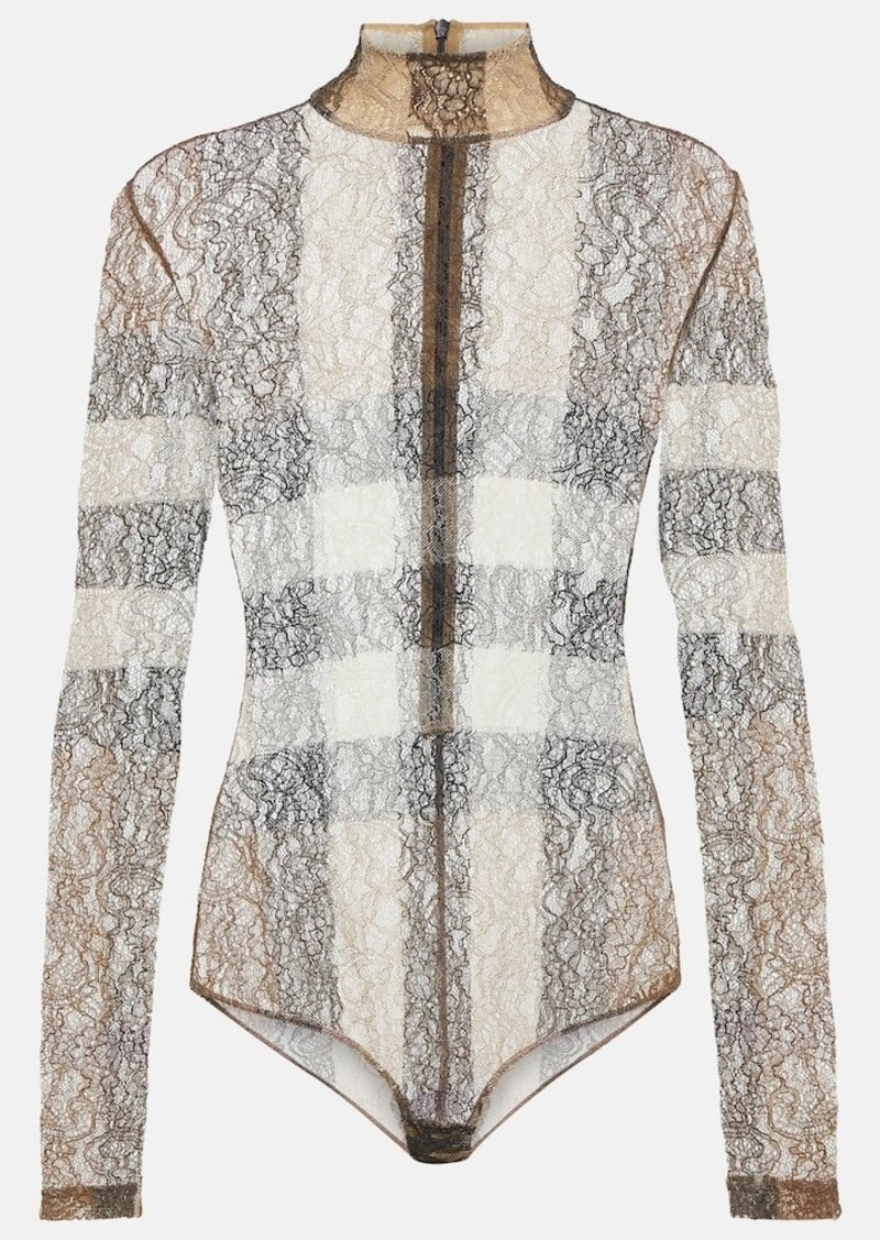 Burberry Checked lace bodysuit