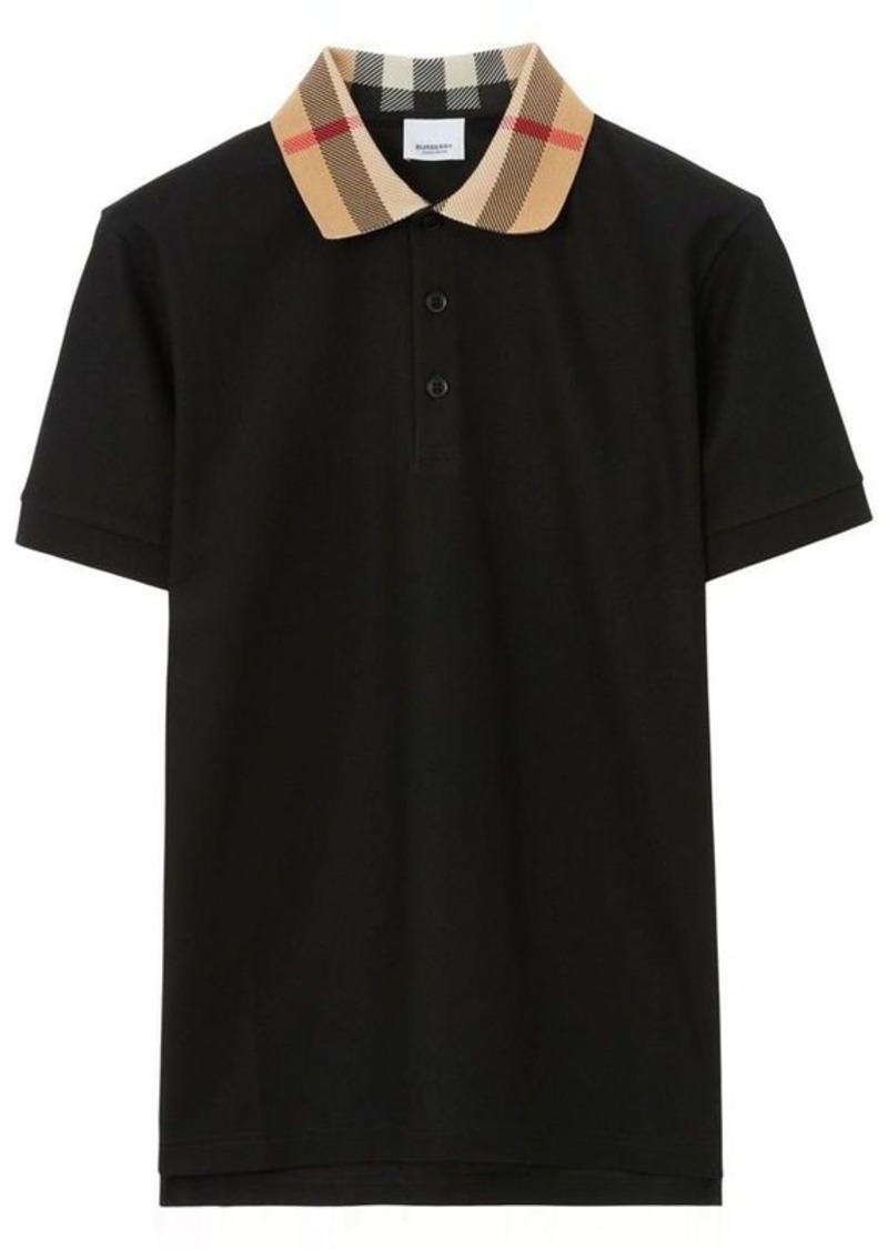 Burberry checkered-collar cotton polo shirt