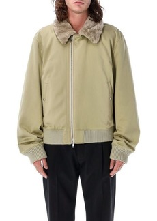BURBERRY Cotton and shearling bomber jacket