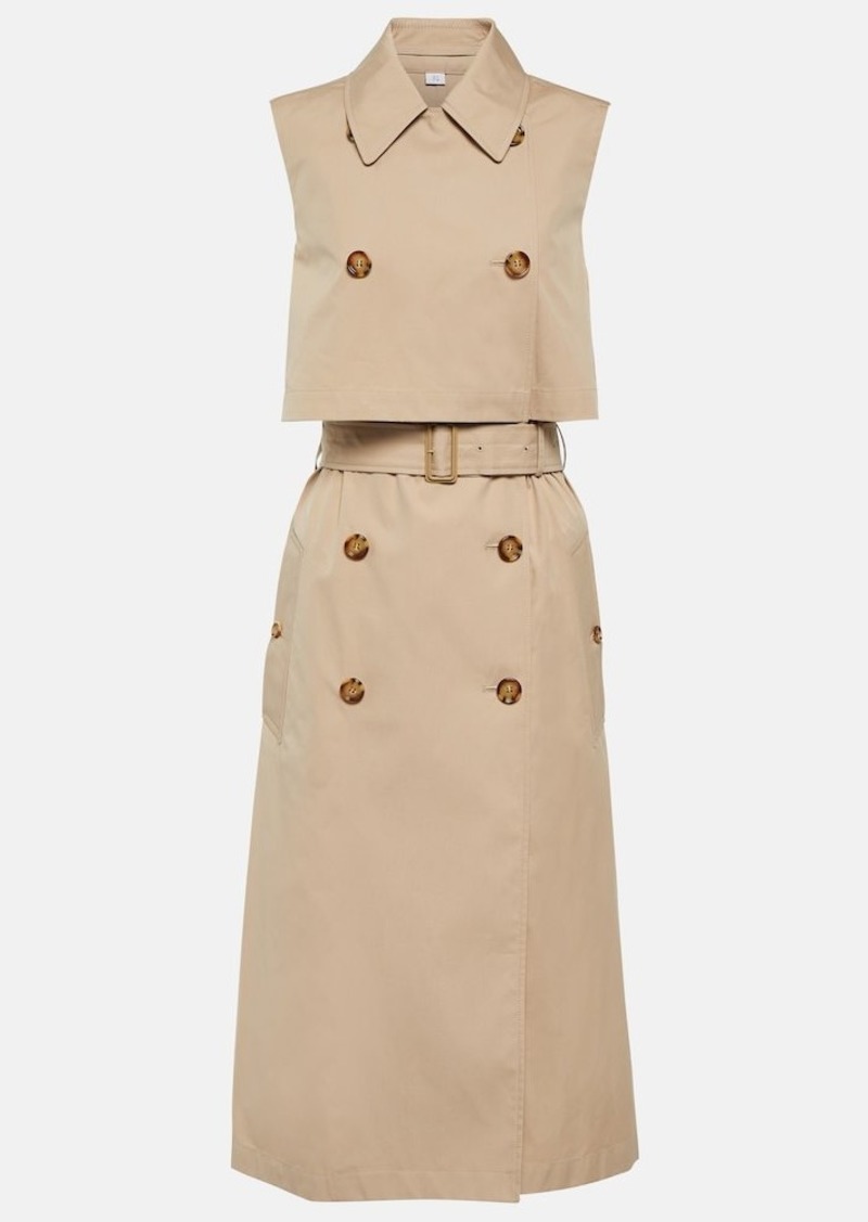 Burberry Double-breasted cotton blend midi dress