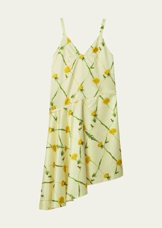 Burberry Floral Print High-Low Mini Dress