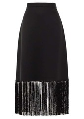 Burberry Fringed mohair-blend A-line skirt