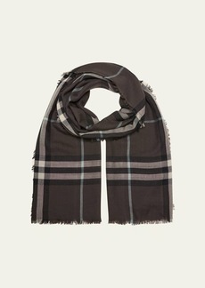 Burberry Giant Check Lightweight Wool Scarf