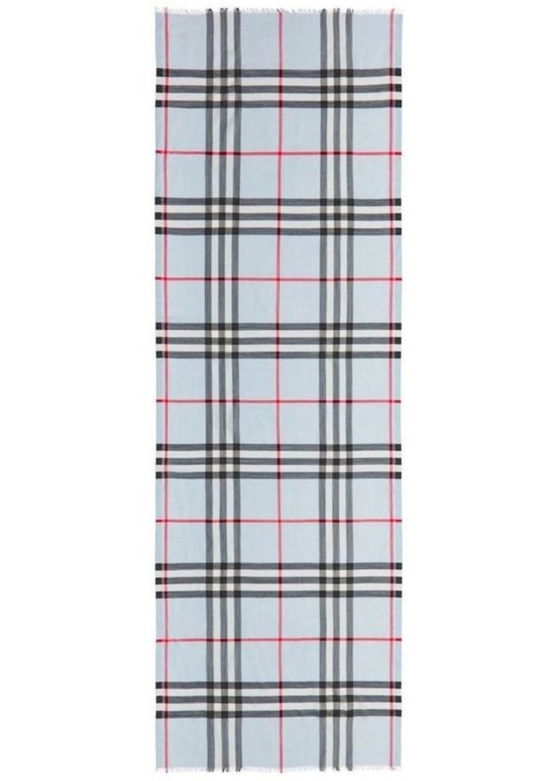 BURBERRY Check motif wool blend scarf