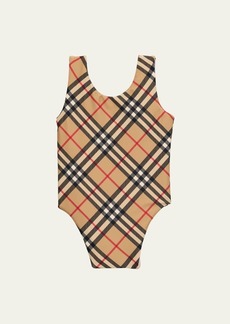 Burberry Girl's Tirza Bias Check One-Piece Swimsuit  Size 12M-2
