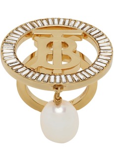 Burberry Gold Crystal Logo Ring
