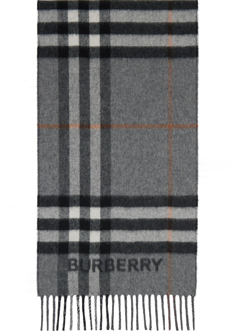 Burberry Gray Contrast Check Scarf