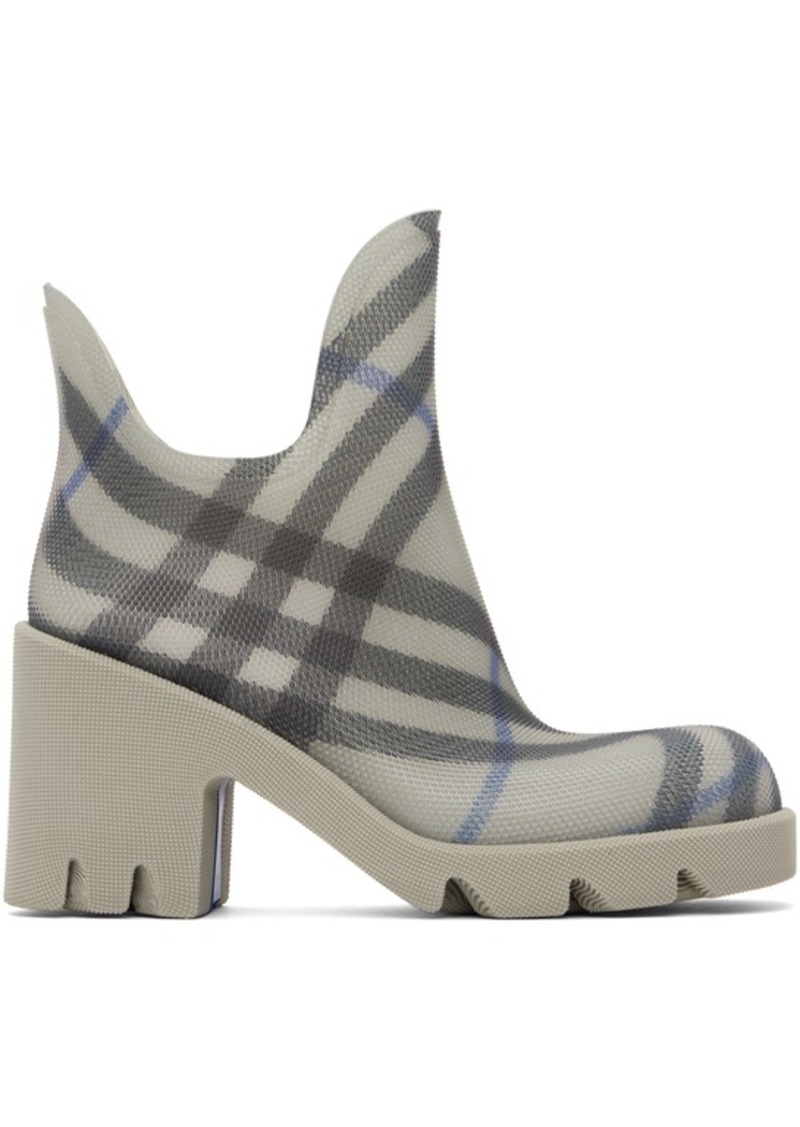 Burberry Gray Marsh Heeled Rubber Rain Boots