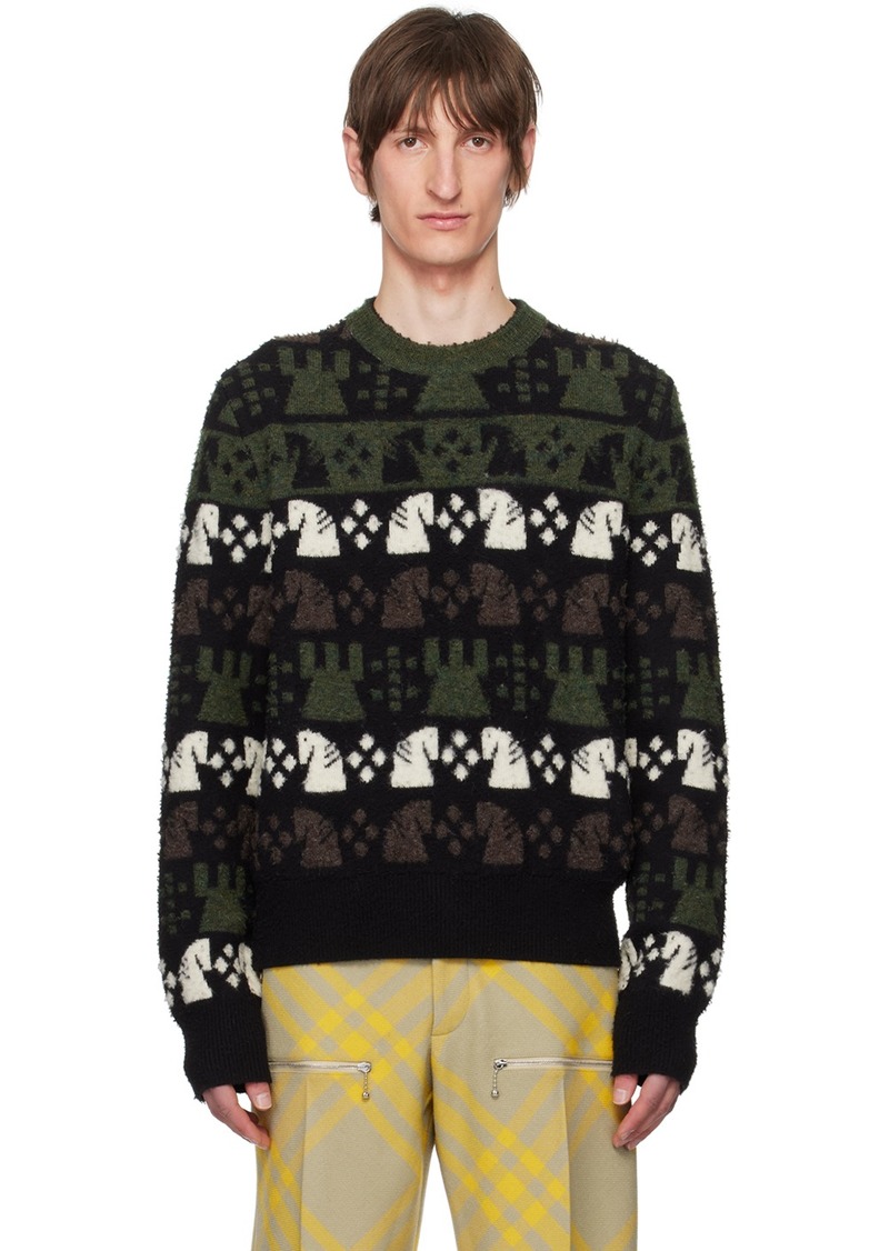 Burberry Green & Black Jacquard Sweater