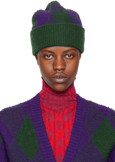 Burberry Green & Purple Argyle Beanie