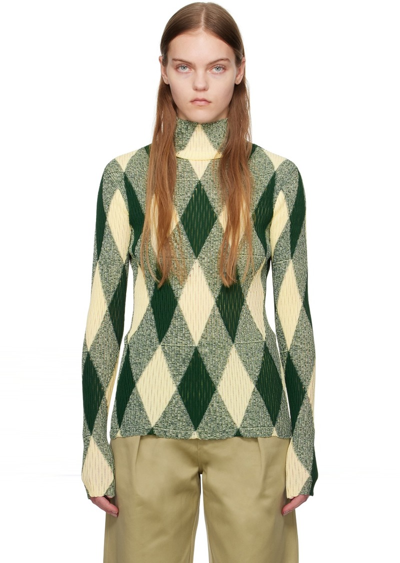 Burberry Green Argyle Turtleneck