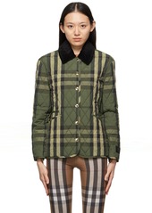 Burberry Khaki Check Diamond Quilted Jacket