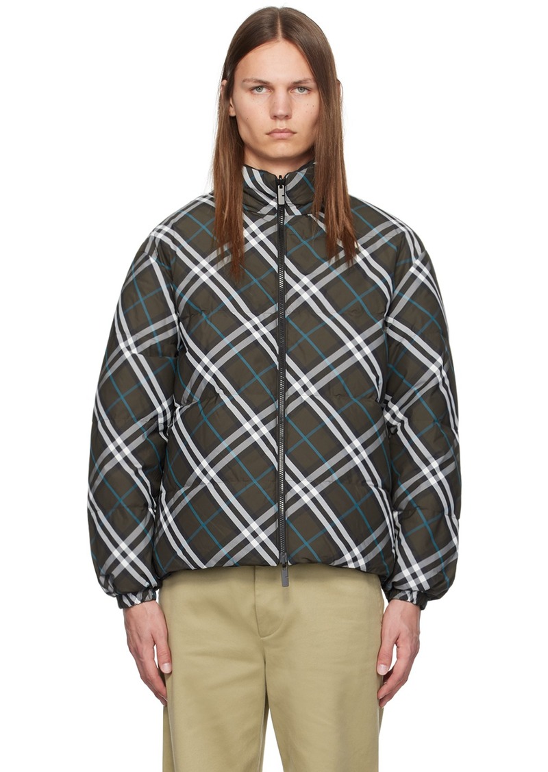 Burberry Khaki Check Reversible Down Jacket