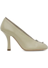 Burberry Khaki Leather Baby Zip Heels