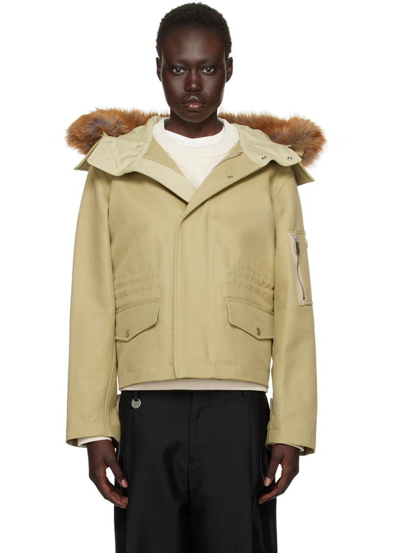 Burberry Khaki Short Faux-Fur Trim Jacket