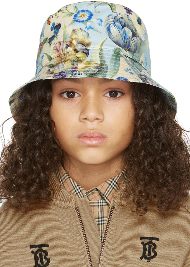 Burberry Kids Blue Flower Bear Bucket Hat