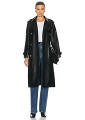 Burberry Leather Double Breasted Trench Coat