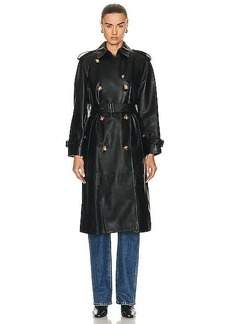 Burberry Leather Double Breasted Trench Coat