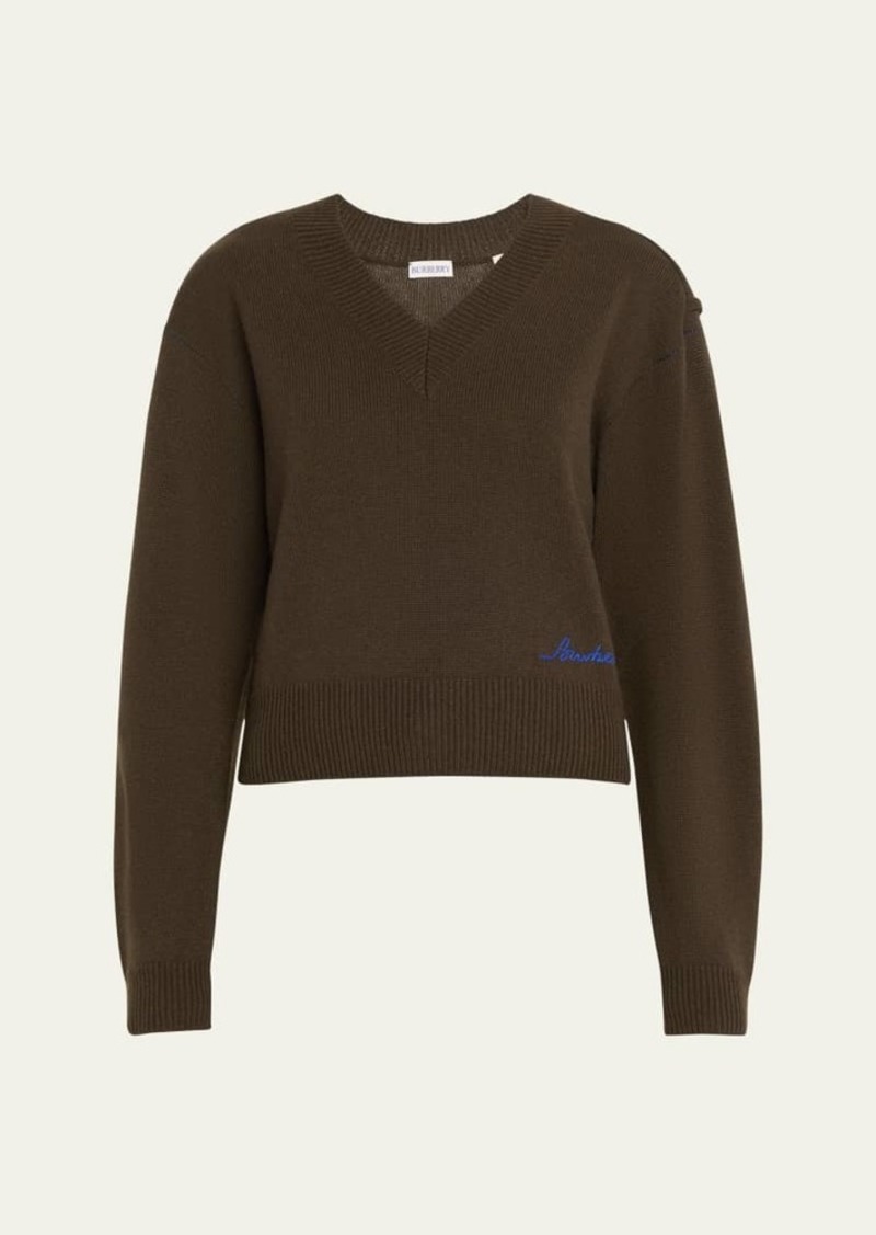 Burberry Logo Embroidered Cashmere Sweater