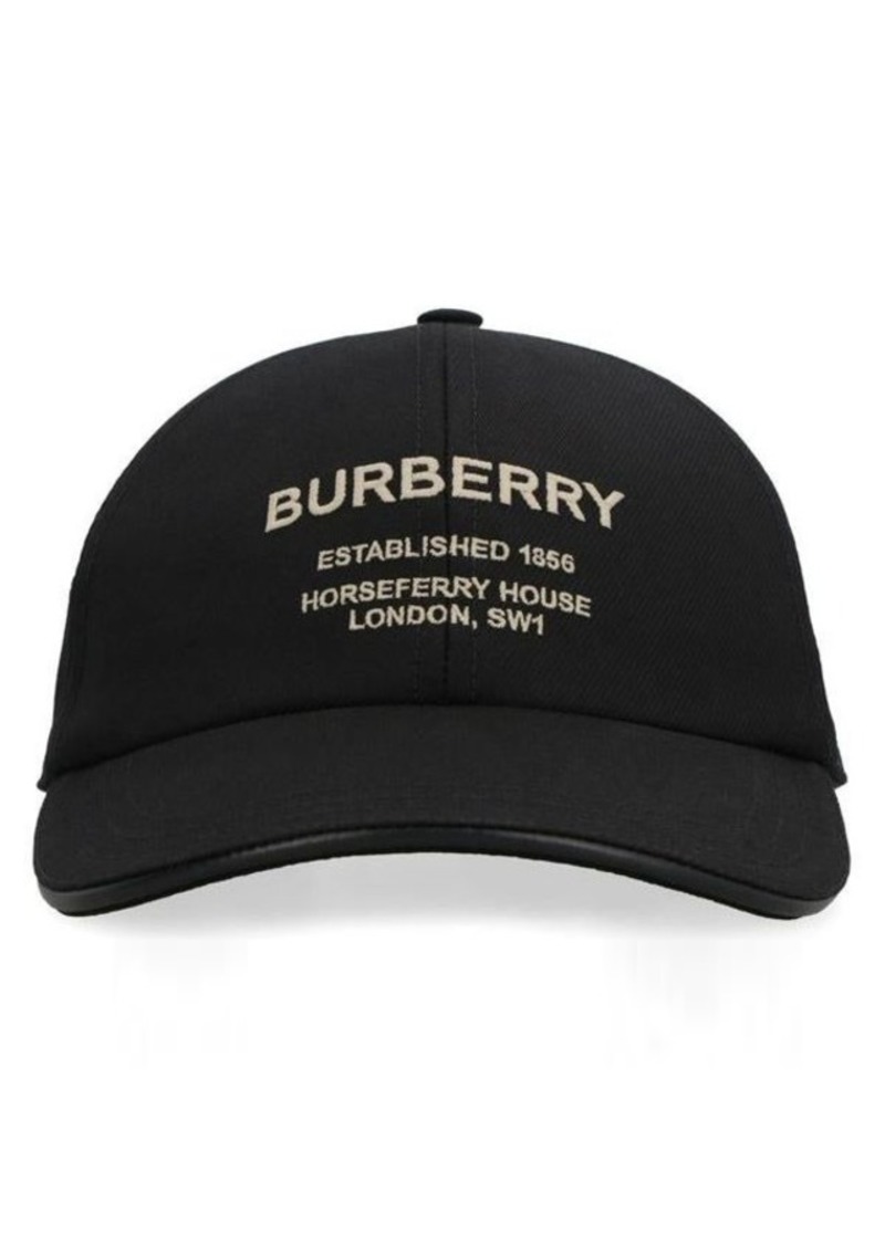 BURBERRY LOGO EMBROIDERY BASEBALL CAP