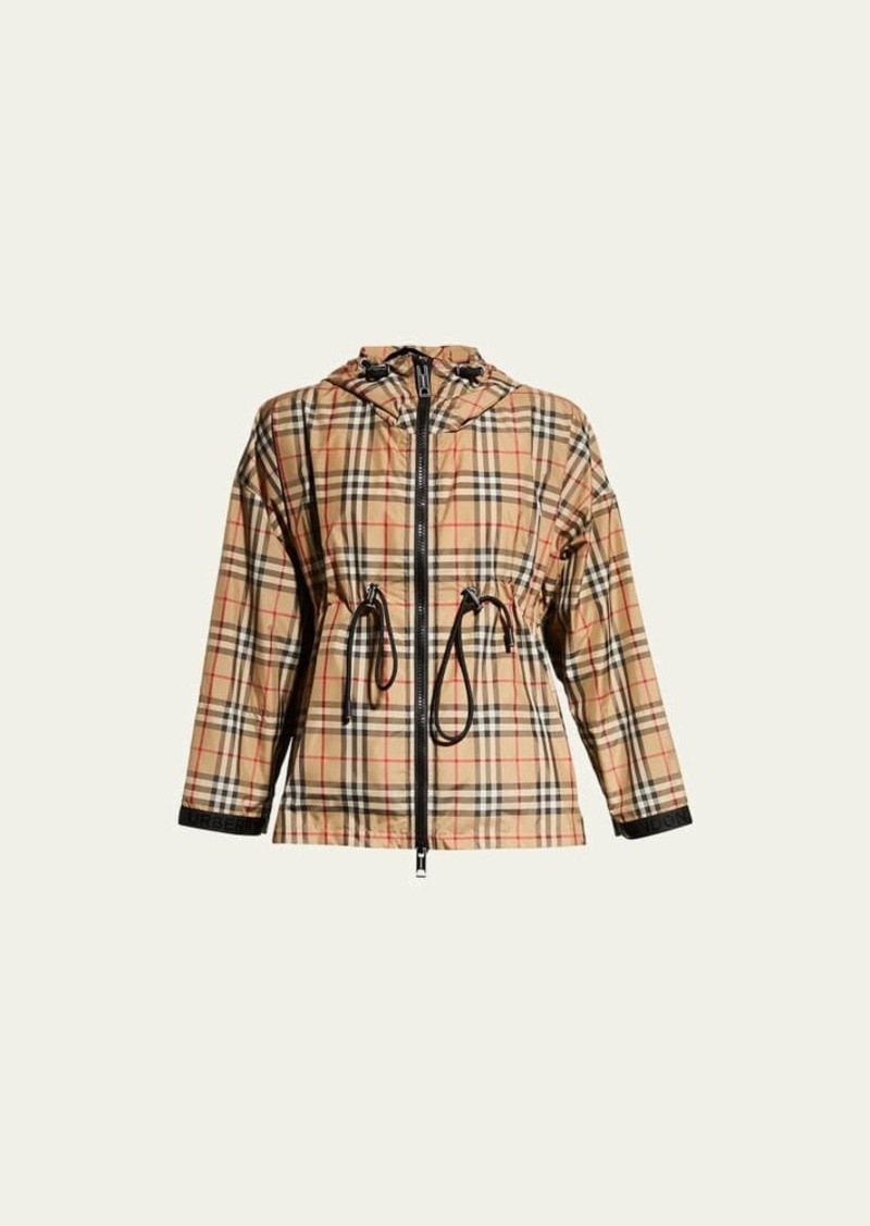 Burberry Logo Tape Vintage Check Hooded Jacket