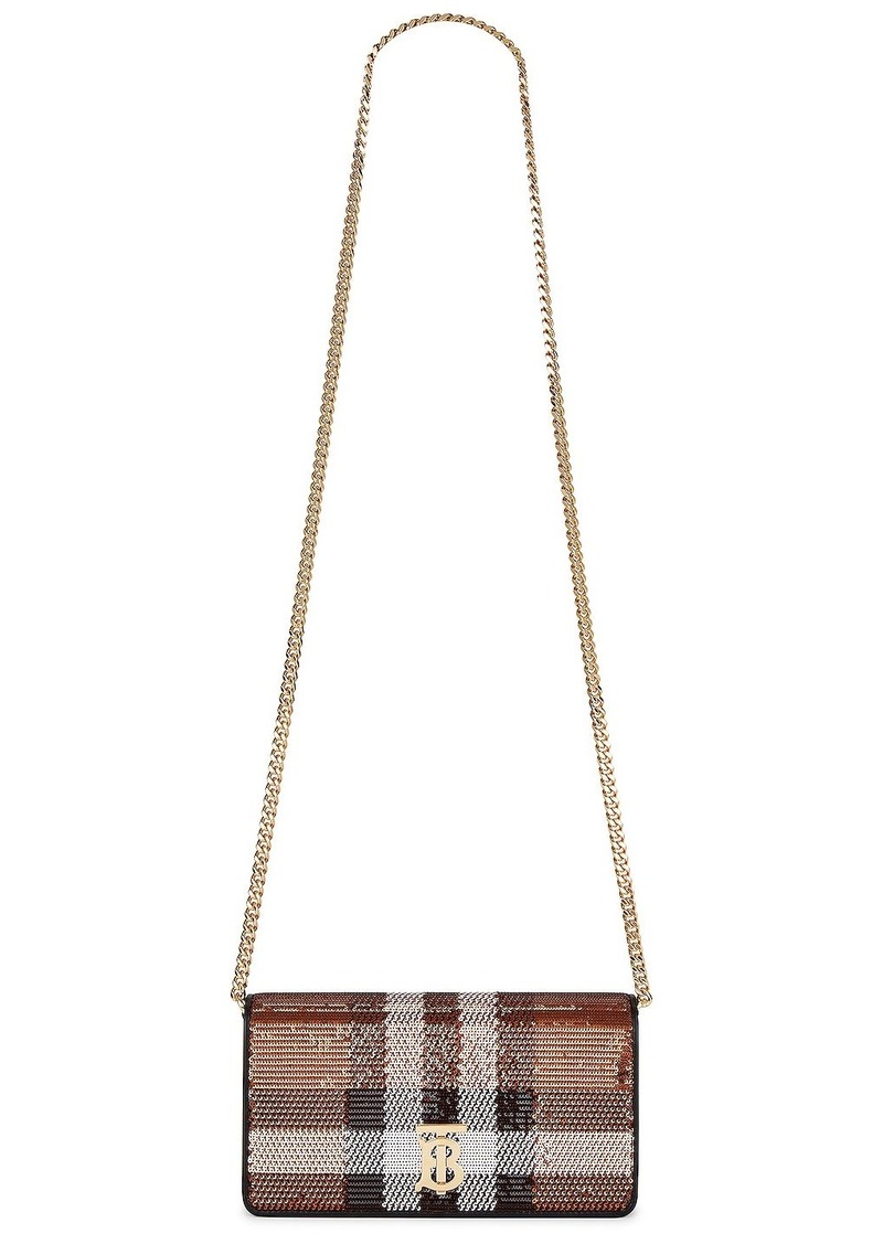 Burberry Lola Sequin Check Chain Wallet Bag