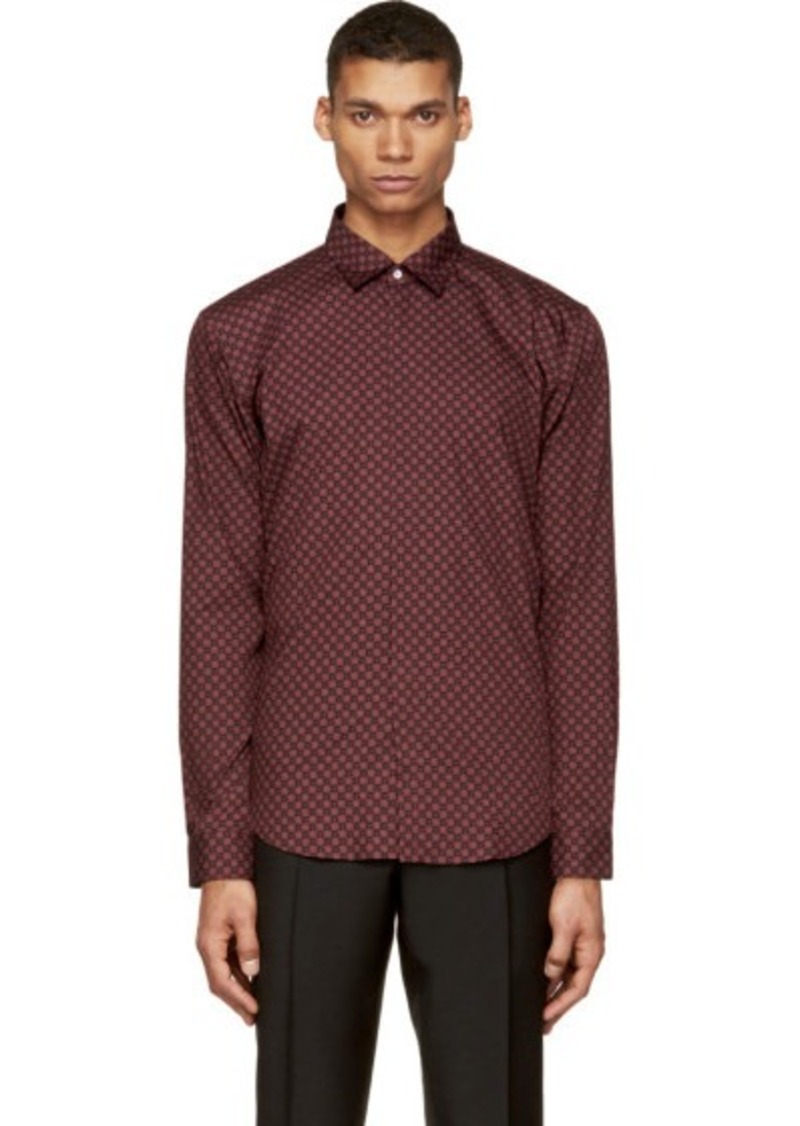 Burberry Burberry London Mahogany Red Floral Print Button-Up Shirt ...