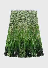 Burberry Meadow-Print Pleated Skirt
