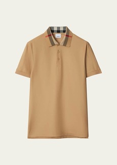 Burberry Men's Cody Check-Collar Polo Shirt