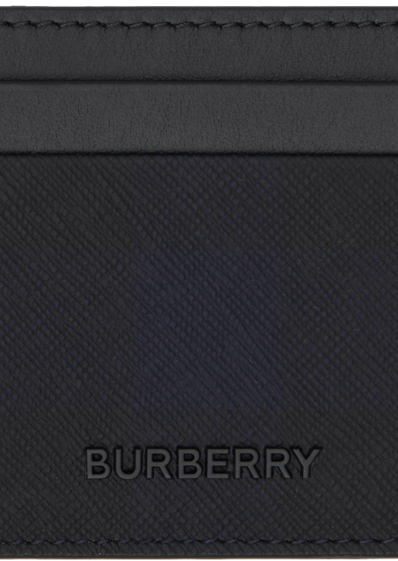 Burberry Navy & Black Check Card Holder