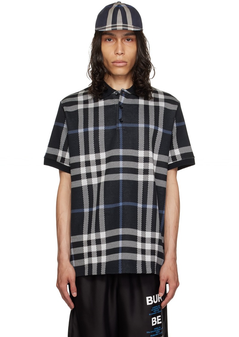 Burberry Navy Check Polo