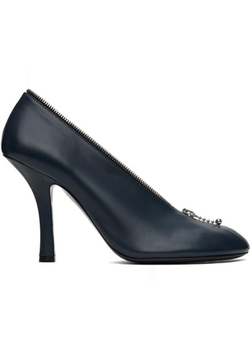 Burberry Navy Leather Baby Zip Heels