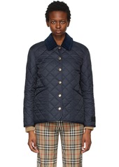 Burberry Navy Quilted Corduroy Collar Jacket