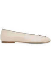 Burberry Off-White Leather Sadler Zip Ballerina Flats