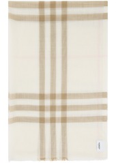 Burberry Off-White Wool Check Scarf