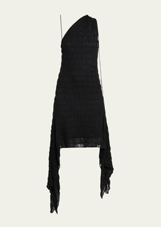 Burberry One-Shoulder Gathered Handkerchief Dress