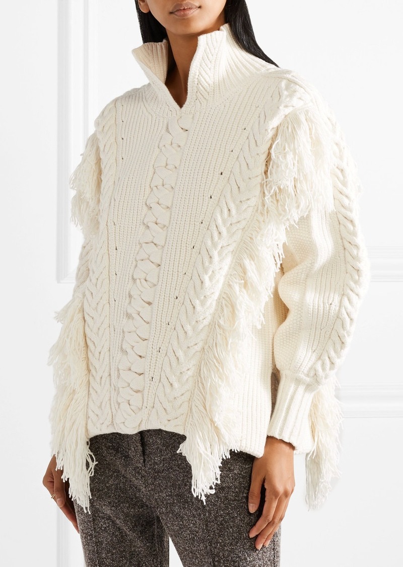 Burberry Burberry Oversized fringed cable-knit cotton-blend sweater |  Sweaters