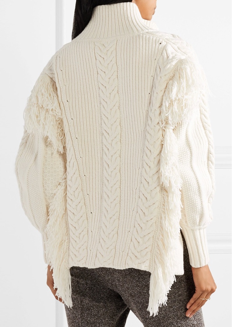 Burberry Burberry Oversized fringed cable-knit cotton-blend sweater |  Sweaters