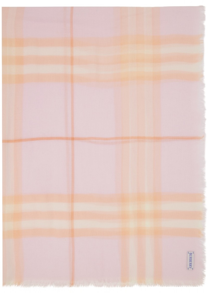 Burberry Pink Check Wool Scarf
