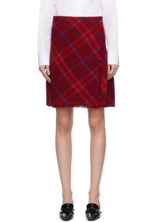 Burberry Red Check Midi Skirt